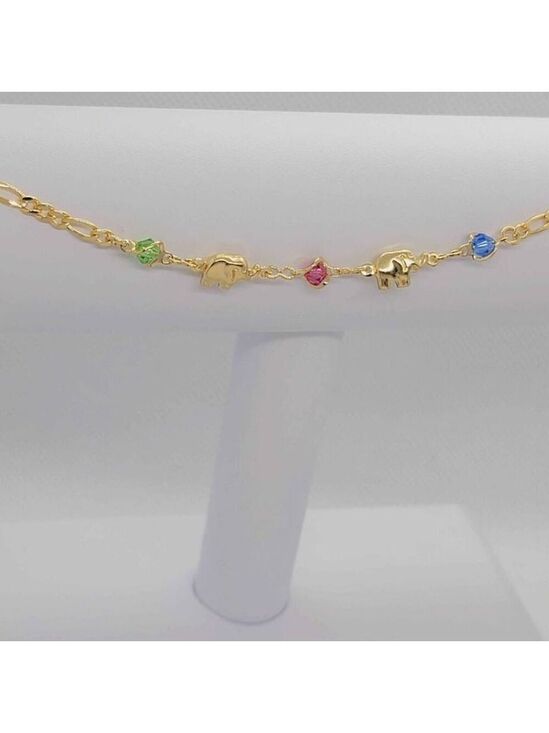 Jewelry - Brand New Brazilian 18k Gold Filled 2 Elephants w/ beaded colors anklet